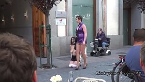 Bdsm slut walked naked in public